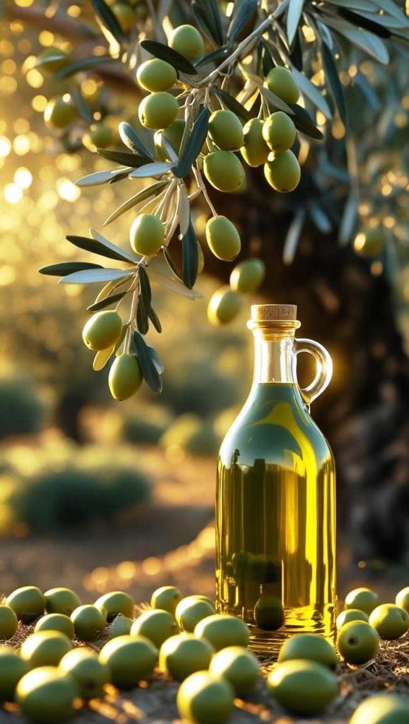 Zeytin dalı ve şişede zeytinyağı